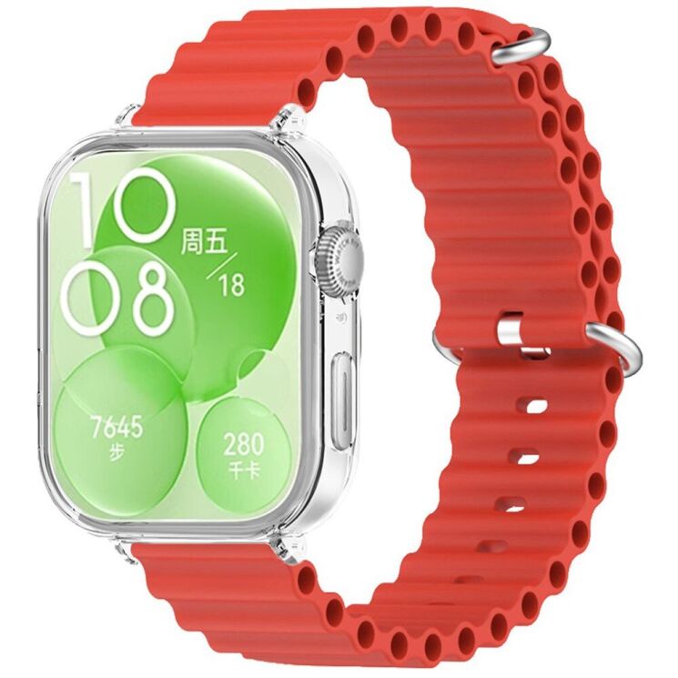 Ремешок Deexe Ocean Silicone для Huawei Watch Fit 3 - Red: фото 1 из 3