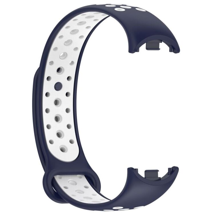 Ремешок Deexe Dual Color для Xiaomi Mi Smart Band 8 / 9 - Midnight Blue / White: фото 3 из 7