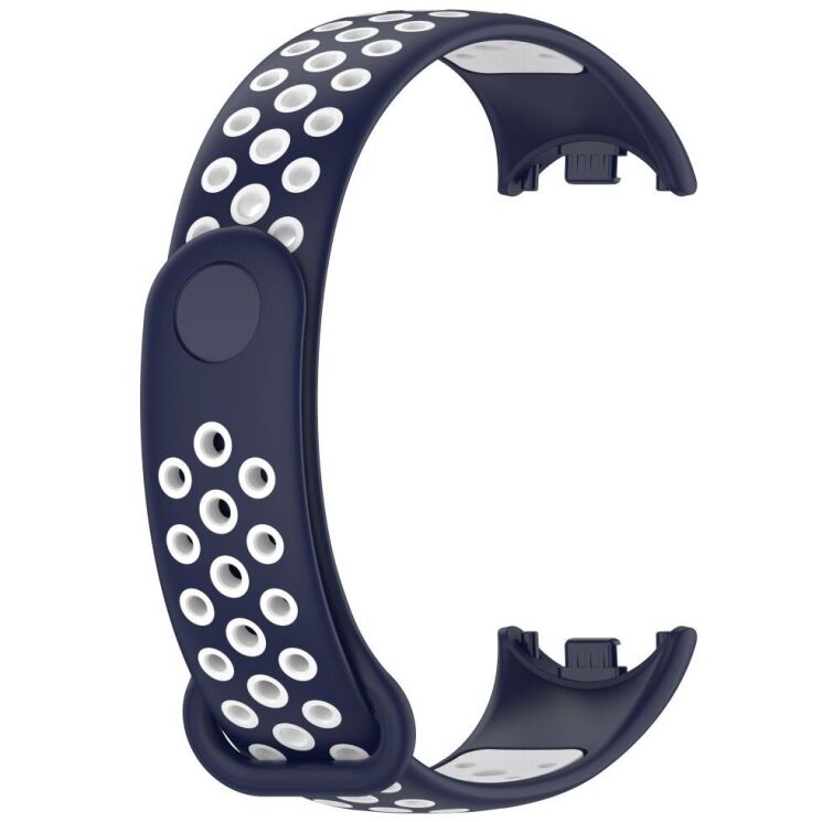 Ремешок Deexe Dual Color для Xiaomi Mi Smart Band 8 / 9 - Midnight Blue / White: фото 4 из 7