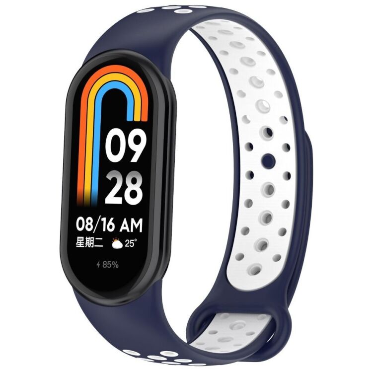 Ремешок Deexe Dual Color для Xiaomi Mi Smart Band 8 / 9 - Midnight Blue / White: фото 2 из 7