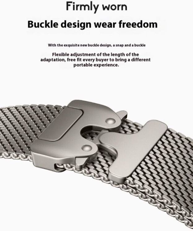 Ремінець Deexe Polaris Strap для Apple Watch 42 (Series 10) / 41 / 40 / SE 40 / 38 - Silver: фото 7 з 12