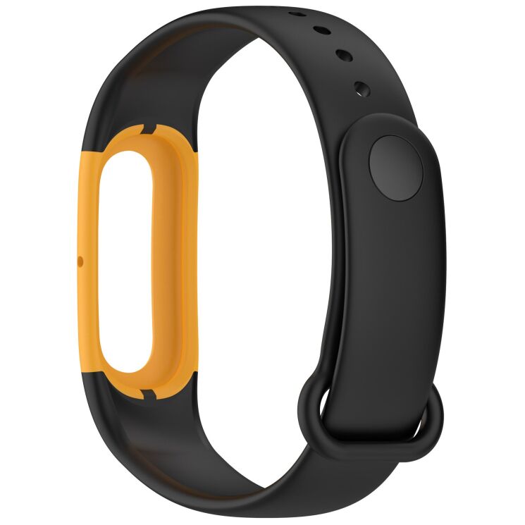 Ремешок Deexe Soft Silicone для Google Fitbit Air - Black / Yellow: фото 3 из 8