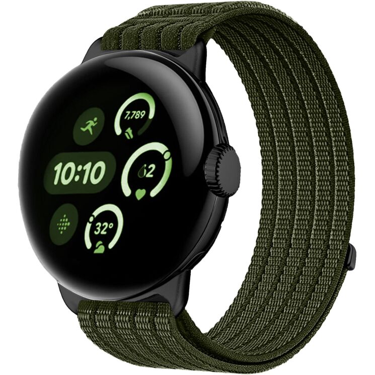 Ремешок Deexe Soft Weave для Google Pixel Watch 4 / 3 / 2 / 1 (41mm) - Dark Green: фото 2 из 5