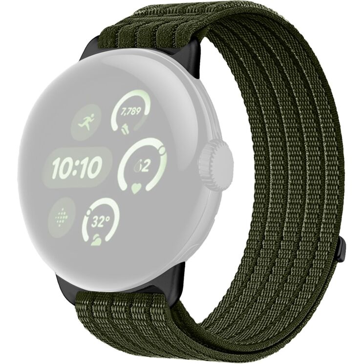 Ремешок Deexe Soft Weave для Google Pixel Watch 4 / 3 / 2 / 1 (41mm) - Dark Green: фото 1 из 5