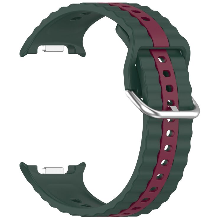 Ремінець Reframe Vertical Strip для Samsung Galaxy Watch 8 (40/44mm) / 8 Classic (43/47mm) / Ultra 2 - Dark Green / Wine Red: фото 1 з 5