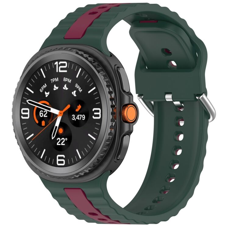 Ремінець Reframe Vertical Strip для Samsung Galaxy Watch 8 (40/44mm) / 8 Classic (43/47mm) / Ultra 2 - Dark Green / Wine Red: фото 2 з 5