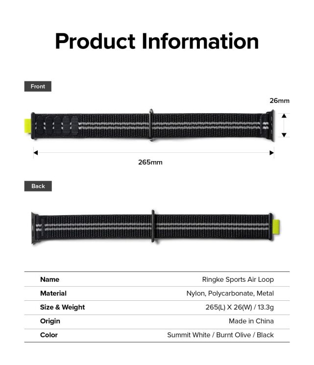 Ремінець Ringke Sports Air Loop для Apple Watch 46 / 44 / SE 44 / 45 / Ultra / Ultra 2 / Ultra 3 (49mm) 8809919306201 - Black: фото 13 з 16