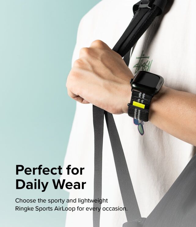 Ремінець Ringke Sports Air Loop для Apple Watch 46 / 44 / SE 44 / 45 / Ultra / Ultra 2 / Ultra 3 (49mm) 8809919306201 - Black: фото 4 з 16
