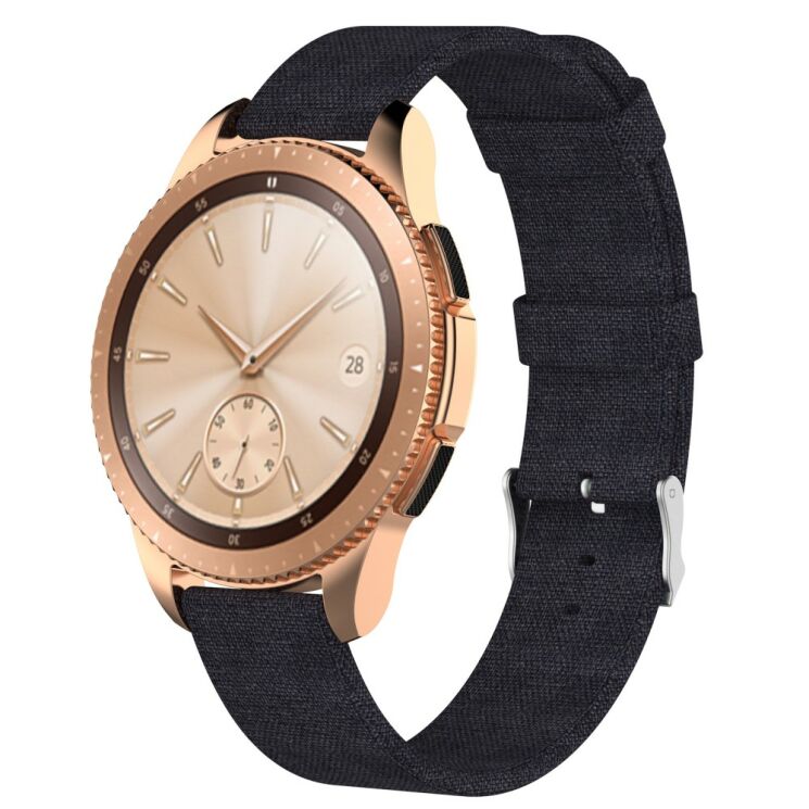 Ремінець UniCase Cloth Texture для Samsung Galaxy Watch 42mm / Watch 3 41mm - Black: фото 1 з 6