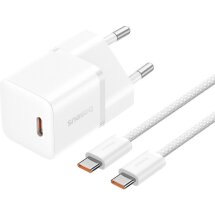 Сетевое зарядное устройство Baseus GaN5 1C 20W + кабель Type-C to Type-C (P10110900213-01) - White: фото 1 из 17