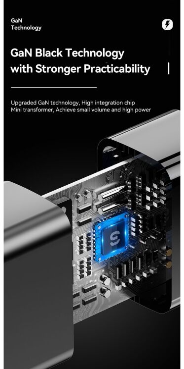 Мережевий зарядний пристрій ESSAGER Camber GaN 20W (USB + Type-C) ECTAC-HMB01-P - Black: фото 8 з 14