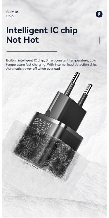 Мережевий зарядний пристрій ESSAGER Camber GaN 20W (USB + Type-C) ECTAC-HMB01-P - Black: фото 12 з 14