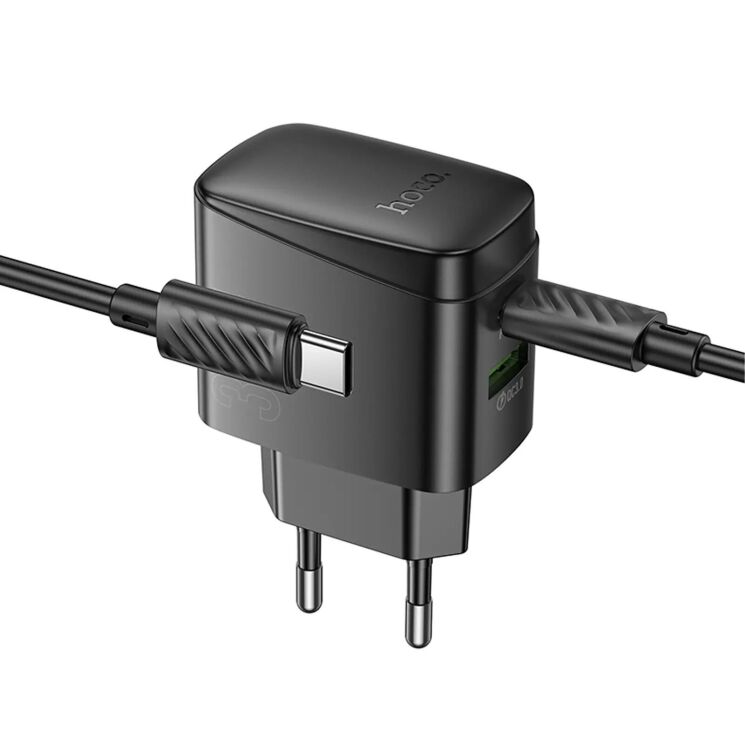 Мережевий зарядний пристрій Hoco CS61A PD30W + QC3.0 (USB + Type-C) + кабель Type-C to Type-C - Black: фото 3 з 8