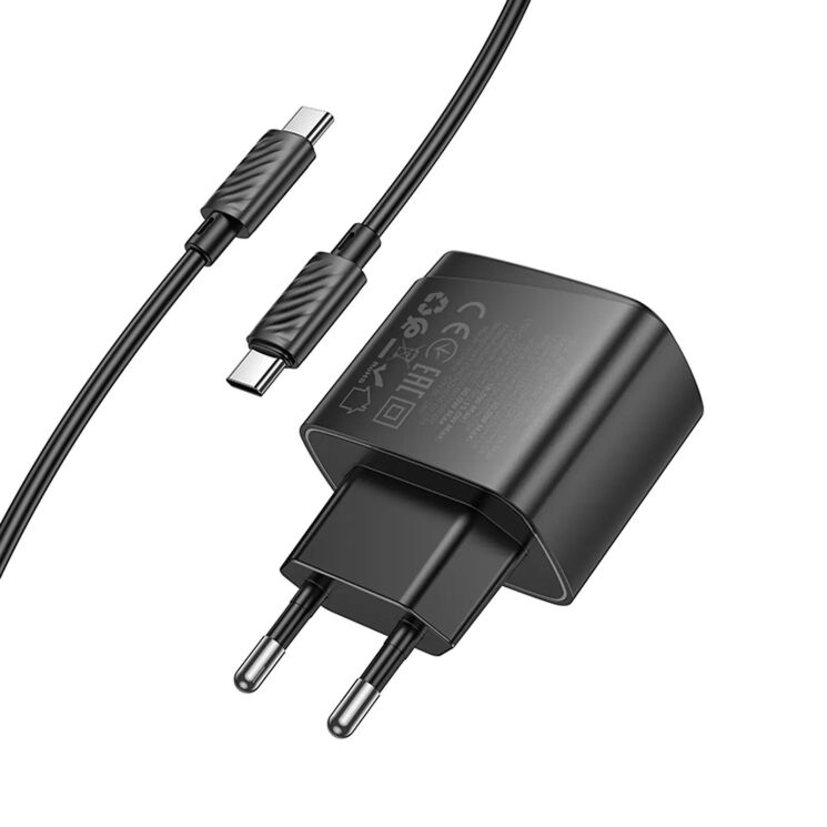 Мережевий зарядний пристрій Hoco CS61A PD30W + QC3.0 (USB + Type-C) + кабель Type-C to Type-C - Black: фото 5 з 8