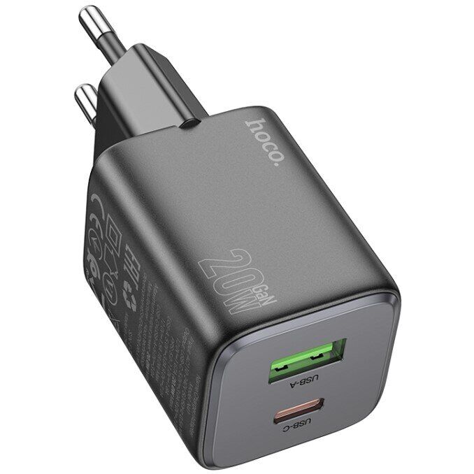 Мережевий зарядний пристрій Hoco N41 PD20W+QC3.0 - Black: фото 1 з 9