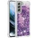 Силиконовый (TPU) чехол Deexe Liquid Glitter для Samsung Galaxy S21 FE (G990) - Dark Purple Hearts (230628I). Фото 2 из 7