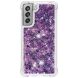 Силиконовый (TPU) чехол Deexe Liquid Glitter для Samsung Galaxy S21 FE (G990) - Dark Purple Hearts (230628I). Фото 3 из 7