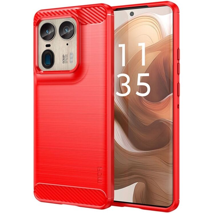 Силиконовый (TPU) чехол MOFI Carbon Fiber для Motorola Edge 50 Ultra - Red: фото 1 из 10