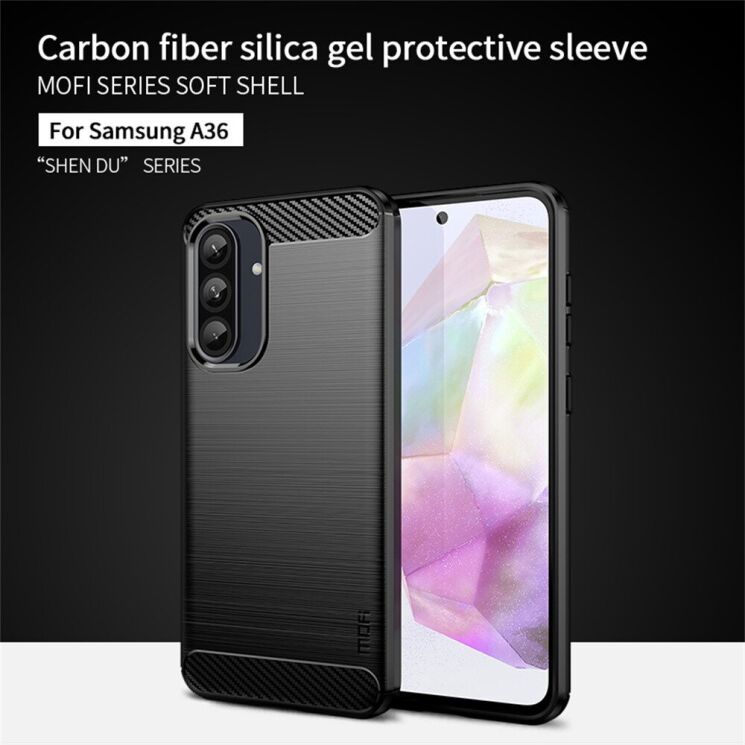 Силиконовый (TPU) чехол MOFI Carbon Fiber для Samsung Galaxy A36 (A366) - Black: фото 3 из 11