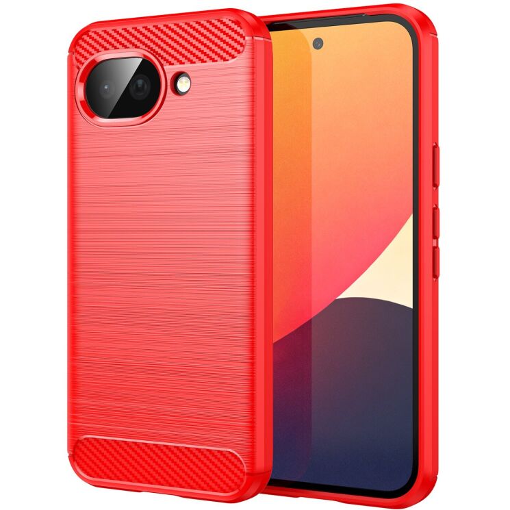 Силиконовый (TPU) чехол UniCase Carbon для Google Pixel 10a - Red: фото 1 из 8