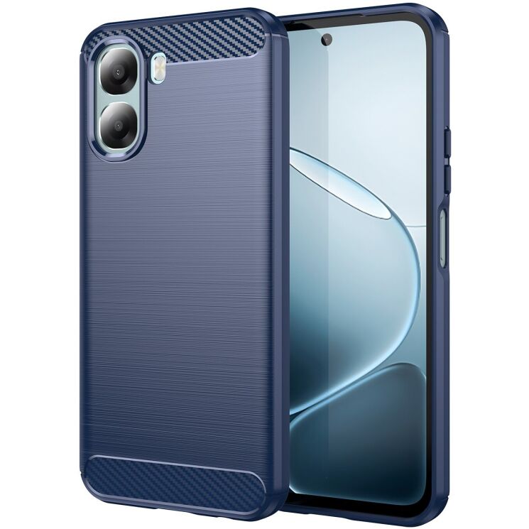 Силіконовий (TPU) чохол UniCase Carbon для OPPO A6x - Blue: фото 1 з 8
