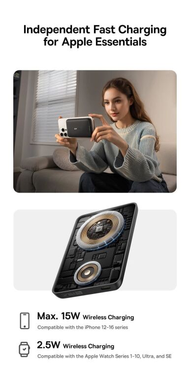 Внешний аккумулятор Baseus EnerFill FT11 Magnetic 27W (10000mAh) P10165700213-00 - Cosmic Black: фото 7 из 21