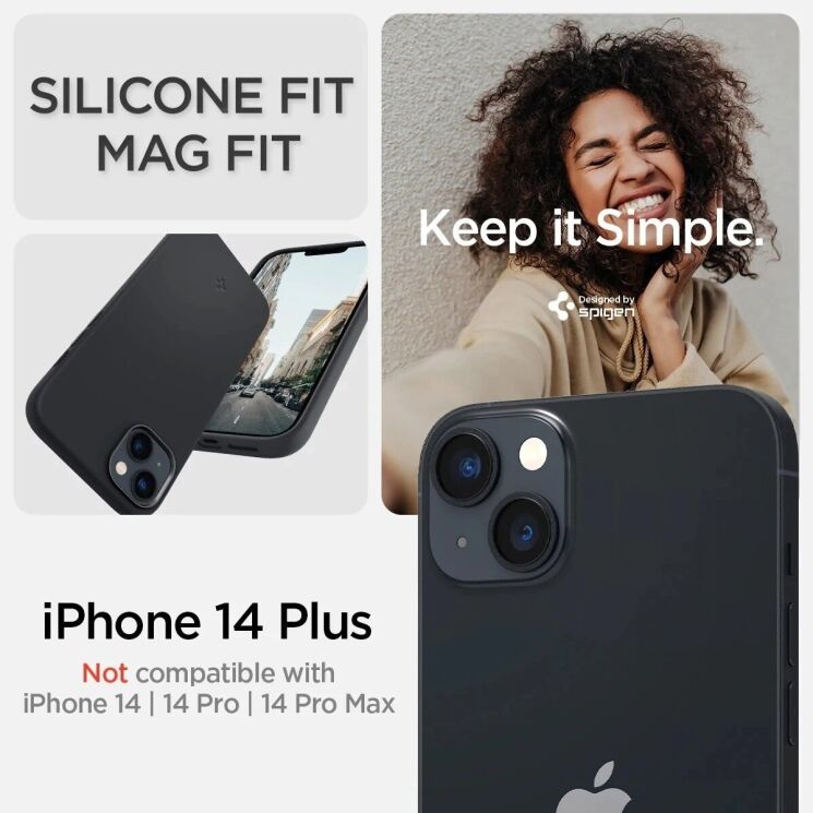 Захисна накладка Spigen (SGP) Silicone Fit (MagFit) для Apple iPhone 14 Plus - Black: фото 10 из 16
