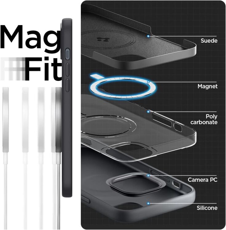 Захисна накладка Spigen (SGP) Silicone Fit (MagFit) для Apple iPhone 14 Plus - Black: фото 11 из 16