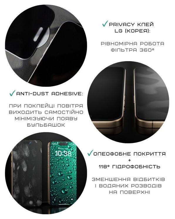 Захисне скло Anank 2.5D Privacy для iPhone 17 Pro Max - Black: фото 5 з 12
