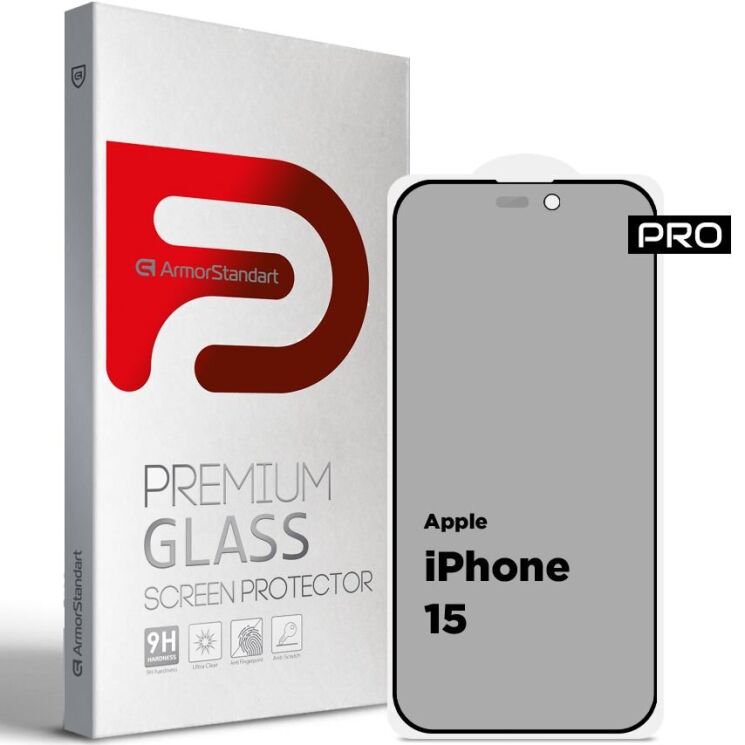 Захисне скло ArmorStandart Pro Anti-spy Matte для Apple iPhone 15 - Black: фото 1 з 1