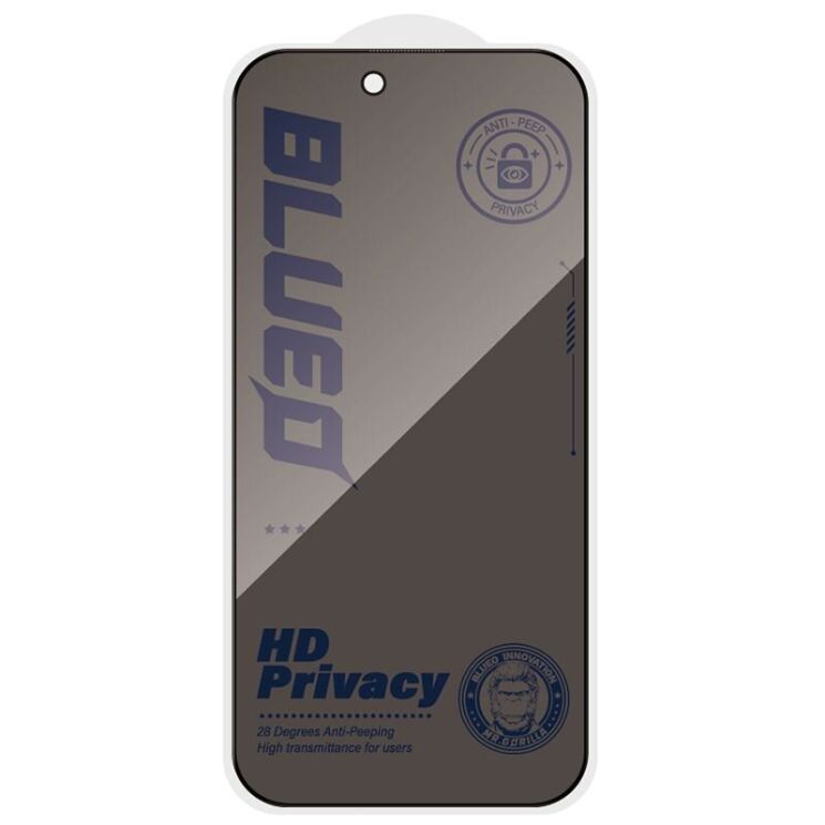 Захисне скло Blueo Full Cover Anti-Peep для iPhone 18 Pro - Black: фото 2 з 3