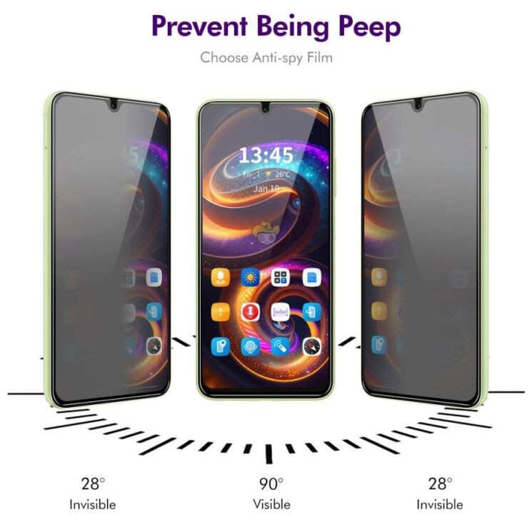 Защитное стекло ENKAY Privacy для Xiaomi Redmi 14C / Redmi A4 5G / Poco C75 - Black: фото 3 из 7