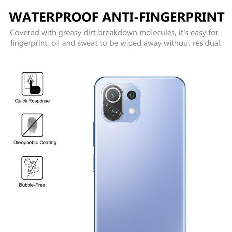 Защитное стекло на заднюю камеру Deexe Lens Protector для Xiaomi Mi 11 Lite / 11 Lite NE: фото 4 из 7