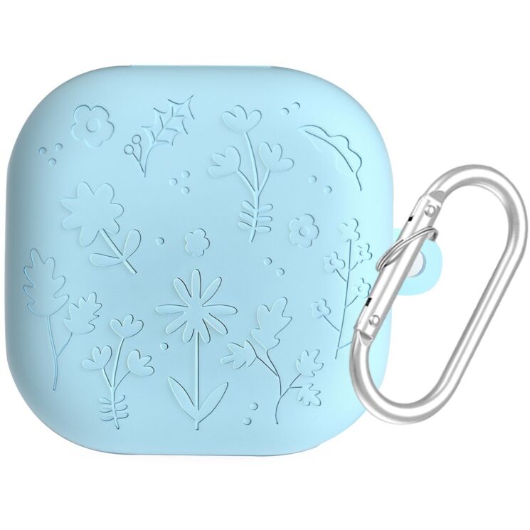Захисний чохол Deexe Flower Pattern для Samsung Galaxy Buds 4 / Buds 4 Pro - Blue: фото 1 з 6
