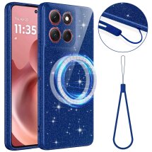Защитный чехол Deexe Glitter Case with MagSafe для Motorola Moto G86 - Blue: фото 1 из 7