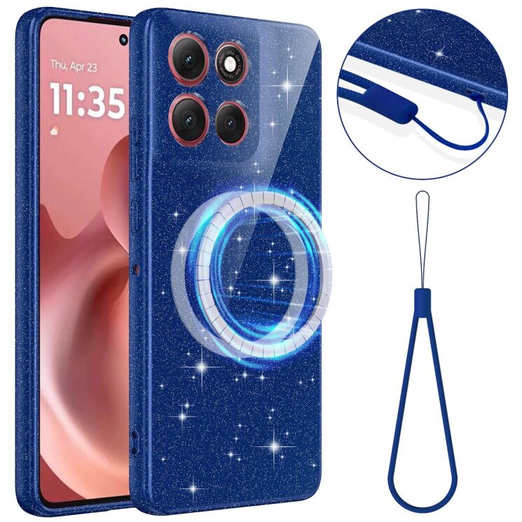 Защитный чехол Deexe Glitter Case with MagSafe для Motorola Moto G86 - Blue: фото 1 из 7