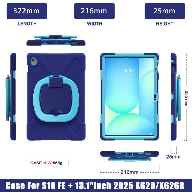 Защитный чехол Deexe Hand Grip для Samsung Galaxy Tab S10 FE Plus - Navy Blue: фото 3 из 17