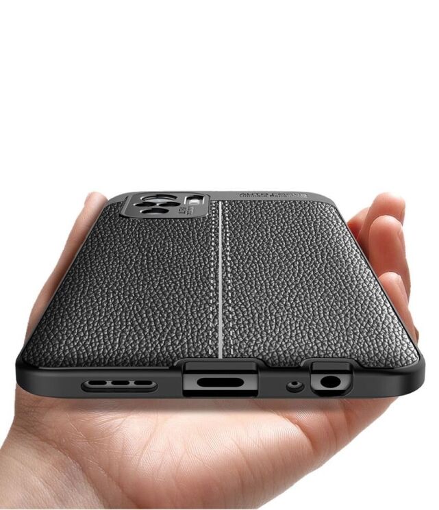 Защитный чехол Deexe Leather Cover для Xiaomi Redmi Note 10 / Note 10s / Poco M5s - Black: фото 12 из 13