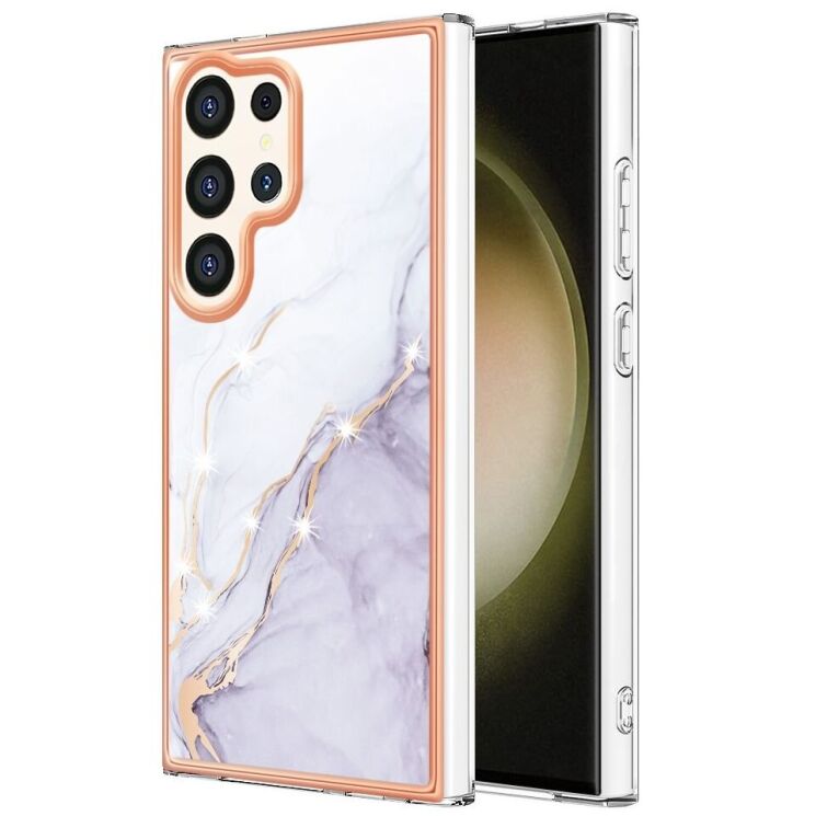 Защитный чехол Deexe Marble Style для Samsung Galaxy S24 Ultra - White: фото 1 из 6