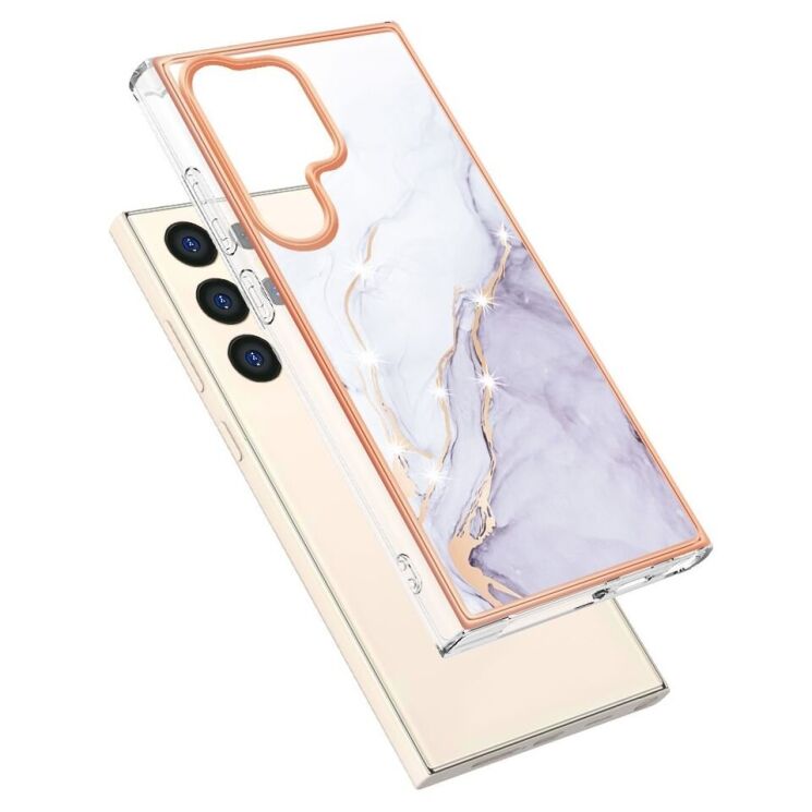 Защитный чехол Deexe Marble Style для Samsung Galaxy S24 Ultra - White: фото 2 из 6