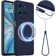 Защитный чехол Deexe Silicone Case with MagSafe для Motorola Moto G15 / G15 Power / G17 Power - Dark Blue: фото 1 из 9