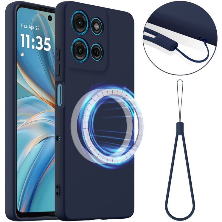 Защитный чехол Deexe Silicone Case with MagSafe для Motorola Moto G15 / G15 Power / G17 Power - Dark Blue: фото 1 из 9