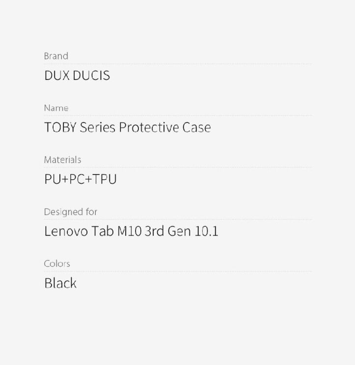 Защитный чехол DUX DUCIS TOBY Series для Lenovo Tab M10 (Gen 3) TB328 - Black: фото 20 из 21