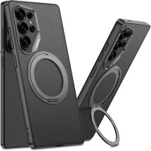 Защитный чехол GKK Leather MagSafe для Samsung Galaxy S26 Ultra (S948) - Black: фото 1 из 7