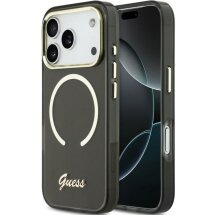 Захисний чохол Guess IML Script Metal MagSafe для iPhone 17 Pro (GUHMP17L5HTCSMSK) - Black: фото 1 з 9