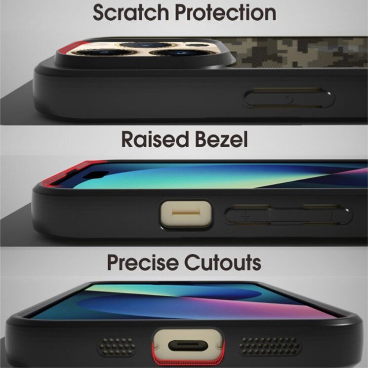 Захисний чохол IBMRS Military для Apple iPhone 15 Pro - Grid Camouflage: фото 6 з 8