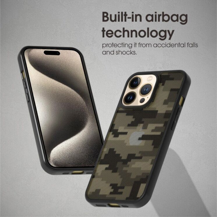 Захисний чохол IBMRS Military для Apple iPhone 15 Pro - Grid Camouflage: фото 3 з 8