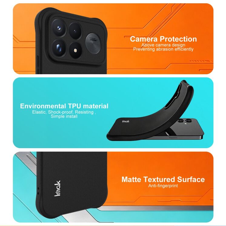 Защитный чехол IMAK Airbag Sand Case для Xiaomi Poco F9 Ultra - Matte Black: фото 8 из 8