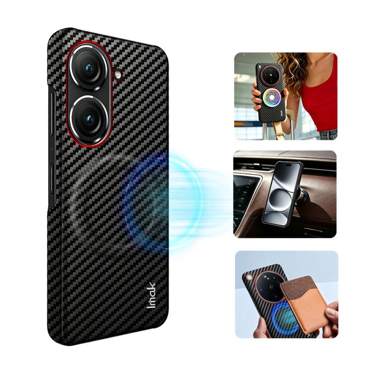 Защитный чехол IMAK Carbon Guard with MagSafe для ASUS Zenfone 9 / Zenfone 10 - Black: фото 3 из 9