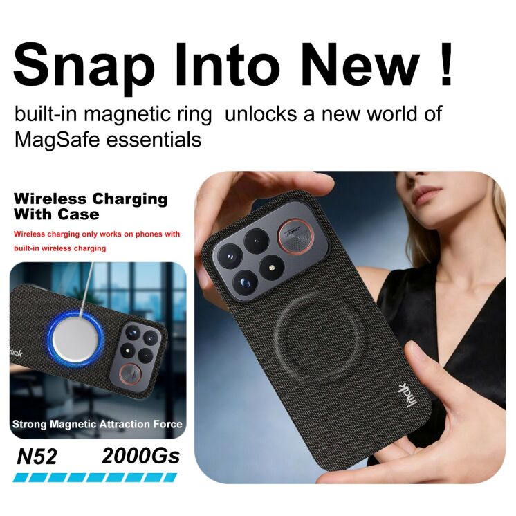 Защитный чехол IMAK Fabric Case with MagSafe для Xiaomi Poco F9 Ultra - Black: фото 5 из 10